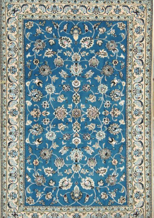 4' 1" x 6' 4" Wool & Silk Nain Authentic Persian Rug