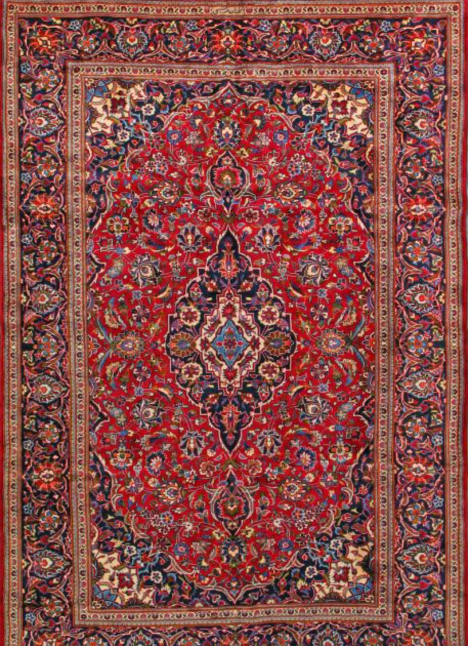 6' 9 " x 10' 6" Wool Kashan Authentic Persian Rug