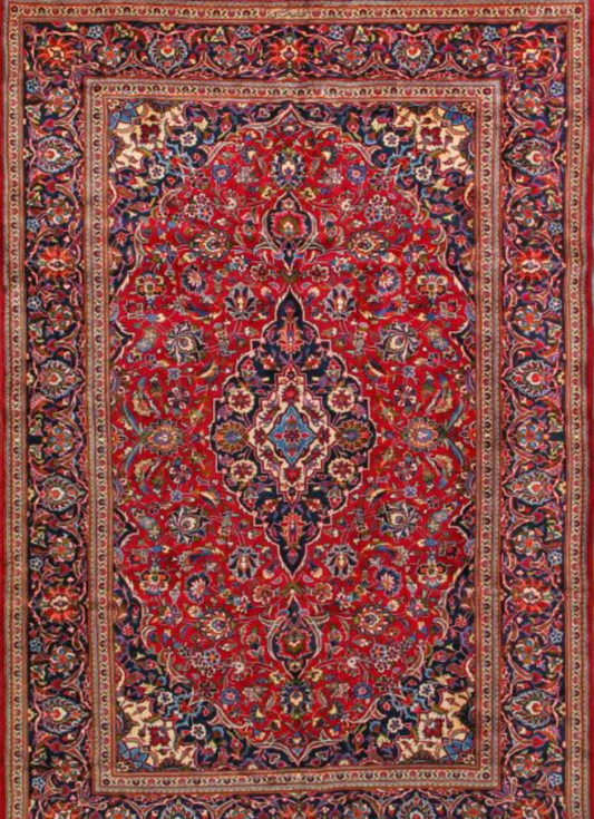 6' 9 " x 10' 6" Wool Kashan Authentic Persian Rug
